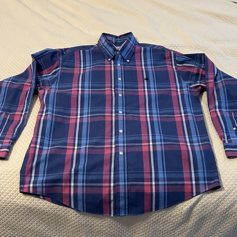 Madison Navy and Burgundy Plaid Shirt